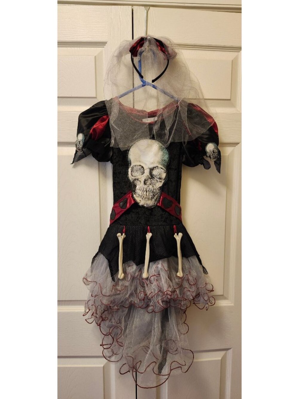 Girl Chasing Fireflies Wishcraft Skeleton Bones Goth Dress Veil Costume Size 8